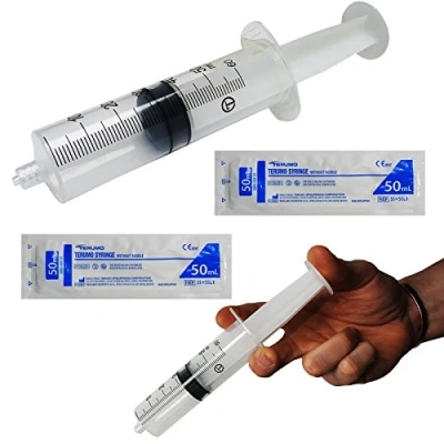 Image of Terumo Premium Large Luer Lock CE Approved Sterile Medical 50ml Plastic Syringe Twin Pack