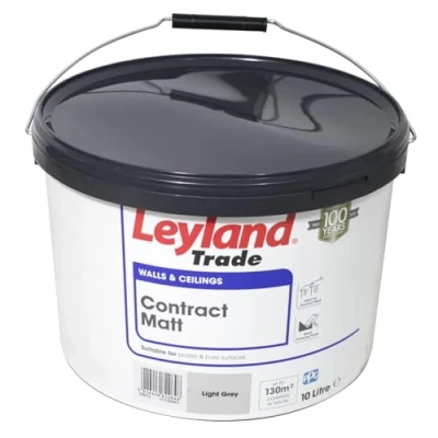 Image of Leyland Trade Contract Matt Emulsion Paint Light Grey 10L