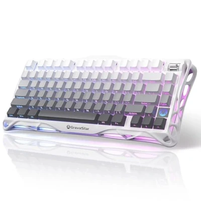 Image of GravaStar Computer Peripheral Devices, Mercury,K1 75% Wireless Mechanical Gaming Keyboard, Aluminum Alloy Exoskeleton Design, Gasket Custom Keyboard Hot Swap Socket, Linear Switches, RGB Backlit
