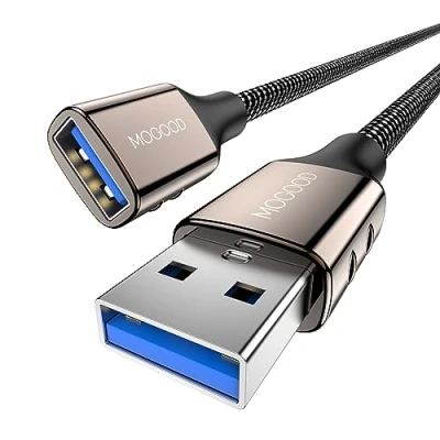 Image of MOGOOD USB 3.0 Extension Cable 1M, A Male to Female Extender, Supports 5Gbps High Speed Data Transfer, Extender Cord Compatible with lights, PC, laptop, tablet, Macbook