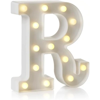 Image of anso LED Alphabet Letter &amp; Number Light Sign Decorations Lamp for Home Birthday Party Event Night Lights 22cm (R)