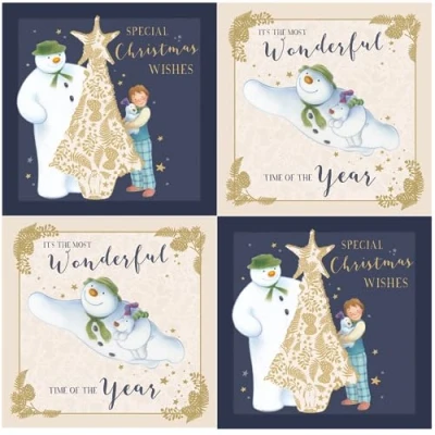Image of Official Snowman Christmas Card Pack, 12 Cards, 2 Different Designs, SMXB4