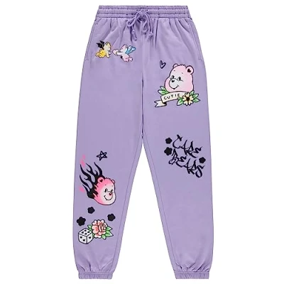 Image of Care Bears Ladies Jogger Sweatpants Cheer Friend Funshine Good Luck Classic Athletic Sweatpants, Spring Lilac, Large