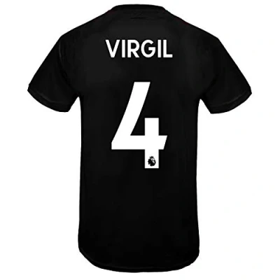 Image of Liverpool FC Boys Virgil 4 Poly T Shirt Black Red Stripe 8 9 Yrs