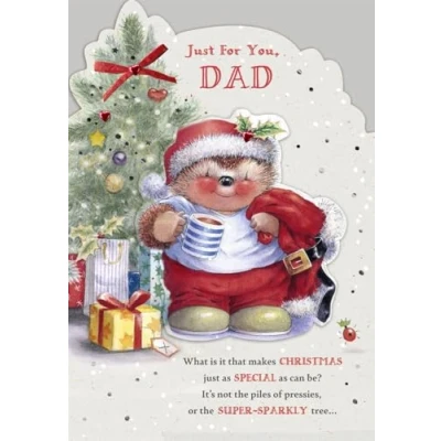 Image of Hallmark Country Companions Dad Christmas Card Hedghog Just For You,