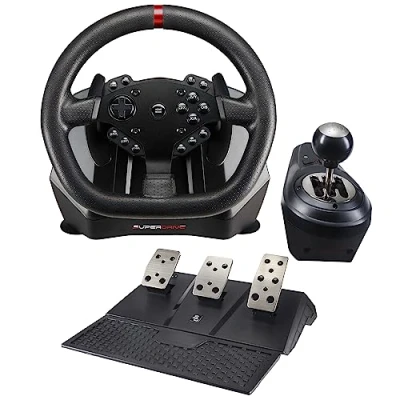 Image of Subsonic Superdrive GS950X 900 racing wheel with manual shifter, 3 pedals and paddle shifters for Xbox Serie X/S, PS4, One (programmable)