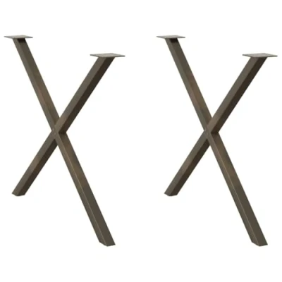 Image of vidaXL Dining Table Legs X shaped Powder Coated Steel with Adjustable Levelers for Desk/Tabletop 90x(72 73) cm