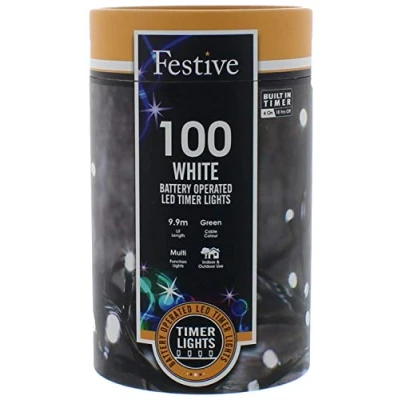 Image of Festive Productions 100 LED Battery String Lights : Timer Bright White
