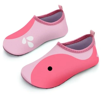 Image of Swim Water Shoes Girls Kids Toddlers Baby Beach Aqua Pool Swimming Socks River Sea Sand Footwear(Whale Pinkish 22/23)