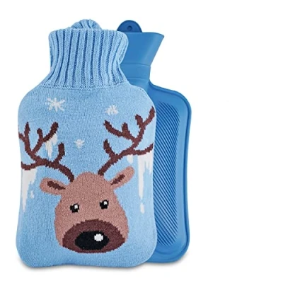 Image of 1.8L Hot Water Bottle with Cover Cute Bag for Pain Relief, Neck and Shoulders, Feet Warmer, Menstrual Cramps, Cold Therapy Cartoon owl Pattern