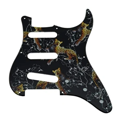 Image of KAISH 8 Hole 3D Printed American Vintage Strat Style SSS Pickguard ST Guitar Plastic Pick Guard Scratch Plate for Stratocaster/Strat Leopard Pattern