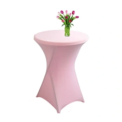 Image of Highdi Washable Cocktail Tablecloth, Spandex Poseur Table Stretch Stretchable Cover for Wedding, Party, Birthday Parties, Home &amp; Event Decoration (pink,60x110cm)