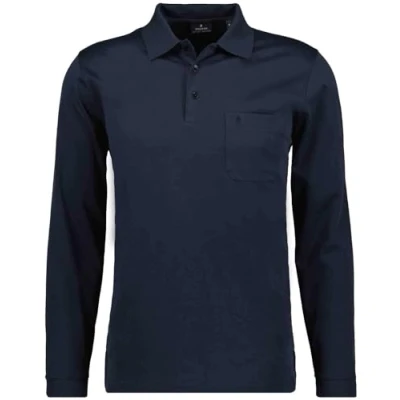Image of RAGMAN Men&#039;s Long Sleeved Poloshirt Soft Knit blue
