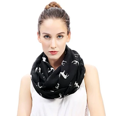 Image of Lina &amp; Lily Deer Print Lightweight Snood Scarf (Black)