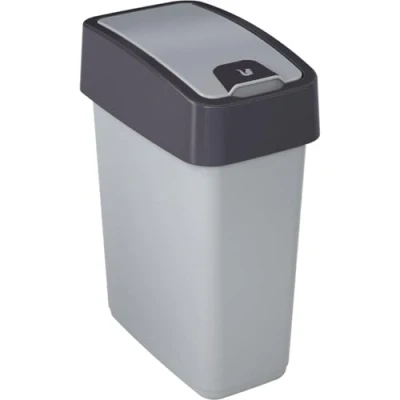 Image of keeeper Premium Waste Bin with Flip Lid, Soft Touch, 10 Litre, Magne, Silver
