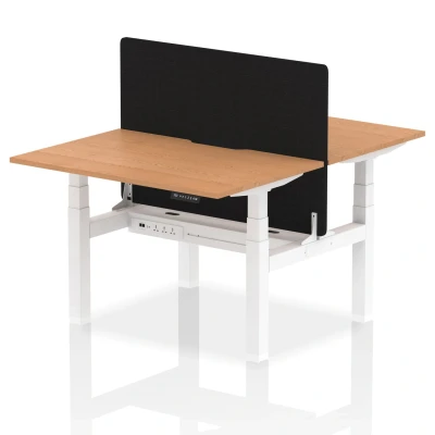 Image of Air B2B 1200x800 Adjustable 2P Bench Desk Scalloped Oak/White + Screen