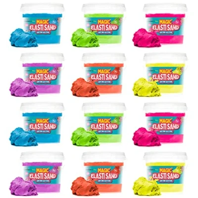 Image of Rainbow Eco Play Magic Elasti Sand Assorted Colours 12 x 300g Kids Coloured Non Toxic Fun for Everyone Ideal Sensory