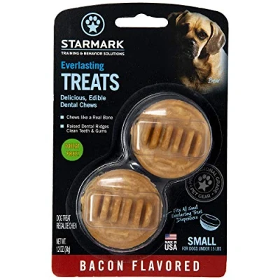 Image of STARMARK Everlasting Dog Treat Toy Bacon Edible Dental Chew Small 3 Pack