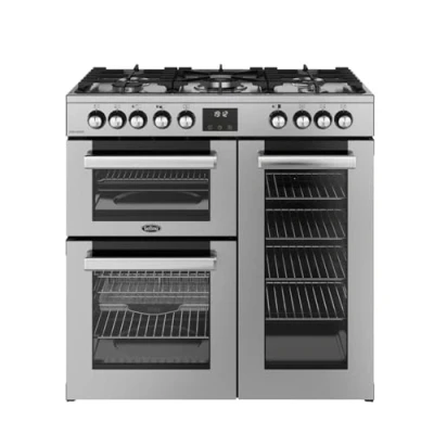 Image of BELLING Cookcentre 90DF Dual Fuel Range Cooker Stainless Steel &amp; Chrome,