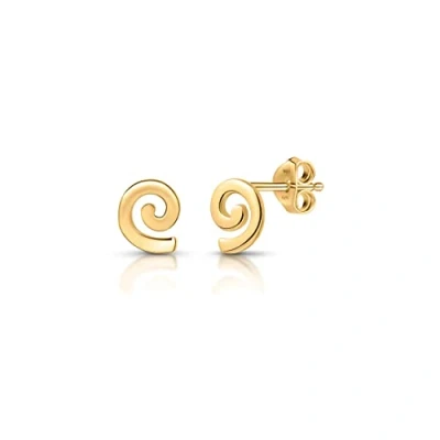 Image of Amberta Women 925 Sterling Silver Celestial Stud Earrings: 18Ct Gold Plated Spiral Earrings