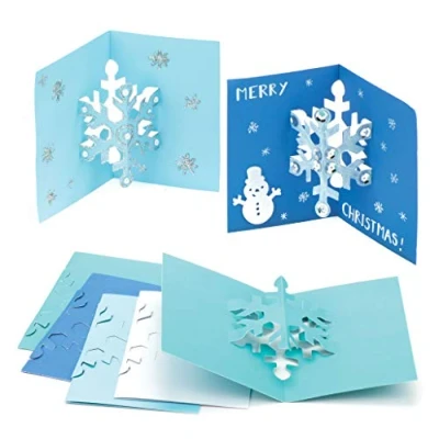 Image of Baker Ross AV889 Snowflake Pop Creative Christmas Art and Craft Supplies for Kids&#039; Projects, Card Making, Decoration (Pack of 8), Assorted