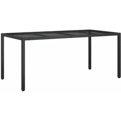 Image of vidaXL Garden Dining Table Black 190x90x75 cm Poly Rattan
