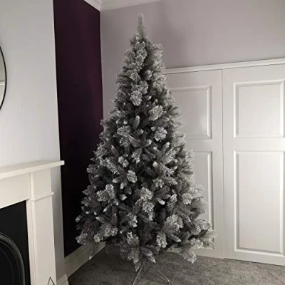 Image of Premier 2.4M Silver Glitter Tip Fir Festive Christmas Tree in Grey PVC