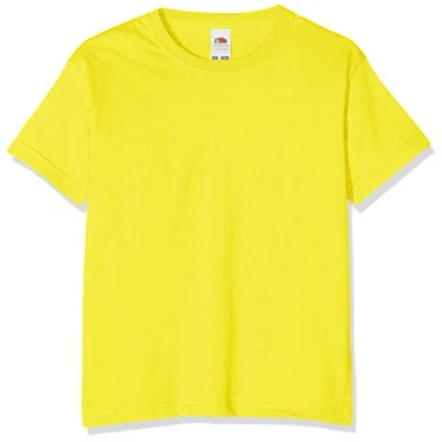 Image of FRUIT OF THE LOOM Unisex Kids Valueweight Short Sleeve T Shirt, Yellow, 12 13 Years UK