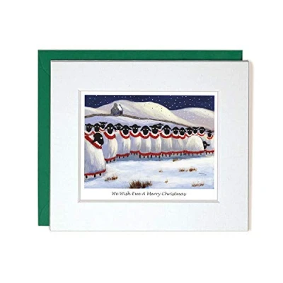 Image of &quot;We Wish Ewe A Merry Christmas&quot; Mounted Greeting Card by Thomas Joseph Christmas