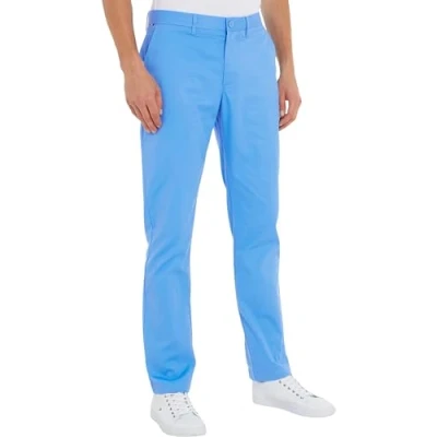 Image of Tommy Hilfiger Men Chino Denton 1985 Pima Cotton Woven Pants, Blue, 31W / 36L
