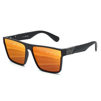 Image of Jim Halo Retro Polarized Sunglasses Men Women, Flat Top Square Driving Glasses UV400 Black Red