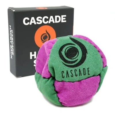 Image of Cascade Pro 8 Panel Hacky Sack Freestyle Footbag Trick Foot Bag (Green/Purple)