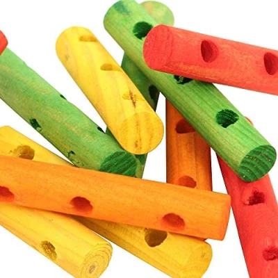Image of Colourful Wood Drilled Dowels Parrot Toy Parts 16 Pack