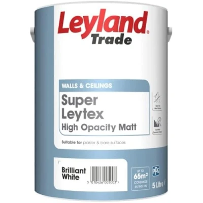 Image of Leyland Trade Matt Emulsion Paint Brilliant White 5L
