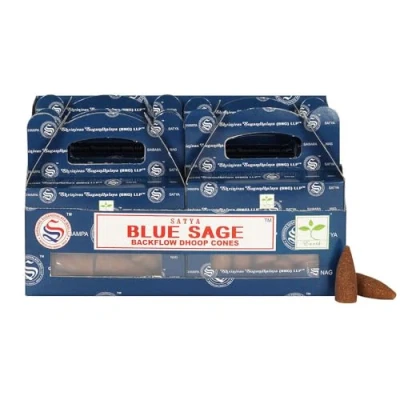 Image of Box of 6 Blue Sage Backflow Dhoop Cones by Satya
