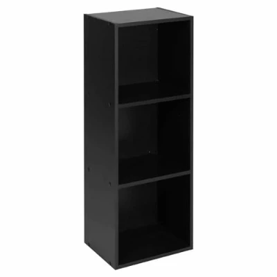 Image of URBNLIVING Tier Wooden Bookcase Shelving Display Storage Shelf Unit Wood Shelves (Black, 3 Shelf)