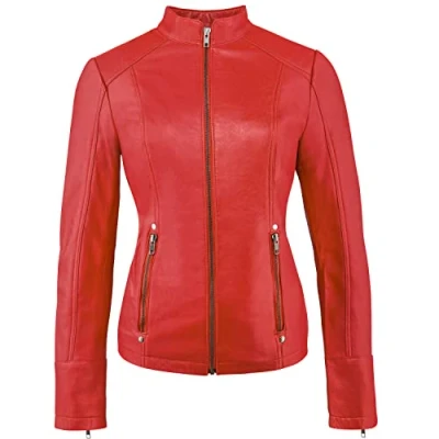 Image of RT01 Fashion ladies leather jacket, Red, Size: M