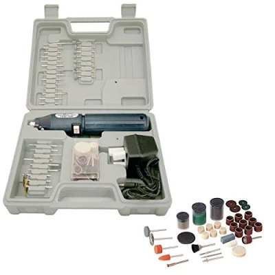 Image of Cordless Rechargeable Mini Rotary Hobby Drill with 205 Accessories and Case
