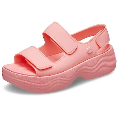 Image of Crocs Womenss Skyline Sandals in Pink Rubber Size UK 4 5