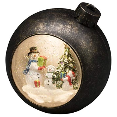 Image of Konstsmide LED Snow Globe Snowman Scene, Water Filled/for Indoor Use (IP20) / Battery Operated: 3xAA 1.5V (excl.) Christmas Lantern 1 Warm White Diodes, Plastic/Copper, Brown