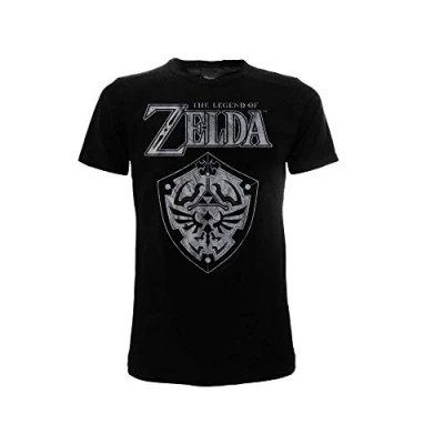 Image of Zelda Legend of Original Black T Shirt Shileld 100% Official Product Nintendo Tshirt Man (XL)