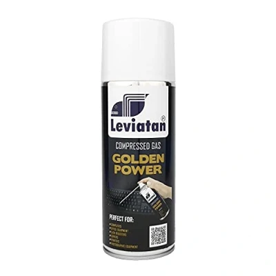 Image of LEVIATAN Golden Power Compressed Air Spray 400 ml Purifier for Cleaning the Keyboard, Computer, Camera, Mobile Phone