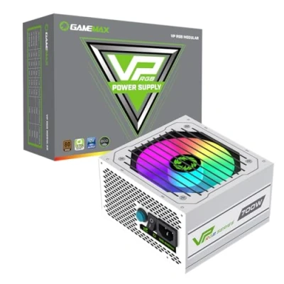 Image of GameMax VP Series 700W 80 Plus Bronze Power Supply (No Cord Included) 700 RGB, Semi Modular, Single Rail, 120mm RGB Fan, ATX PSU White