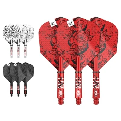 Image of TARGET Darts Nathan Aspinall Ink Design No.6 Dart Flights &amp; Short (34mm) Shafts Stems 9 and in Total
