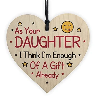 Image of RED OCEAN Funny Joke Birthday Gift For Mum Dad Wood Heart From Daughter Keepsake