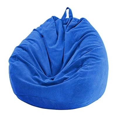 Image of Chickwin Bean Bag Chair Cover, Corduroy Without Filling, for Outdoor and Indoor Relaxation, Lounge Chair, Bedroom Cushion (Blue, 100 x 120 cm)