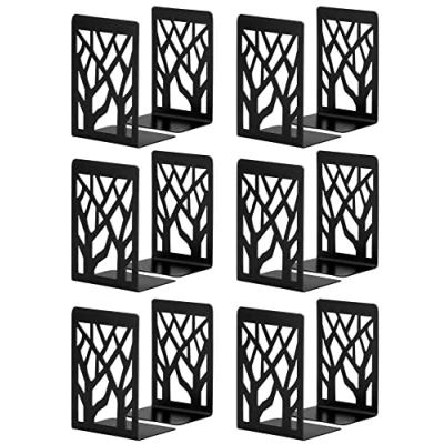 Image of Book Ends, Bookends, Ends for Shelves, Bookends Bookend, Heavy Books, Shelf Holder Home Decorative, Metal Black 6 Pair, Bookend Supports, Stoppers