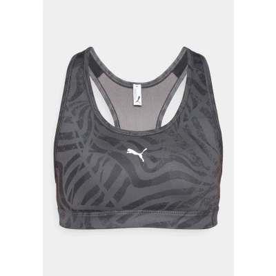 Image of Puma BRA Padded Ribbon Stripe Print Medium support sports bra, Women&#039;s, Size: XXL, Dusky gray