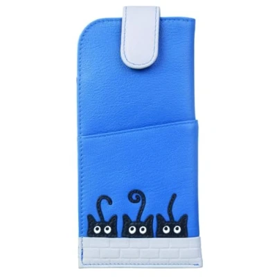Image of Mala Leather Peek a Boo Cats Collection Glasses Case 5194_01 Blue