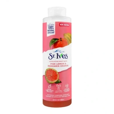 Image of St. Ives Radiant Skin Exfoliating Shower Gel (650ml) Pink Lemon and Mandarin Orange Made with Plant Based Cleansers &amp; 100% Natural Extracts 16 oz Body Wash